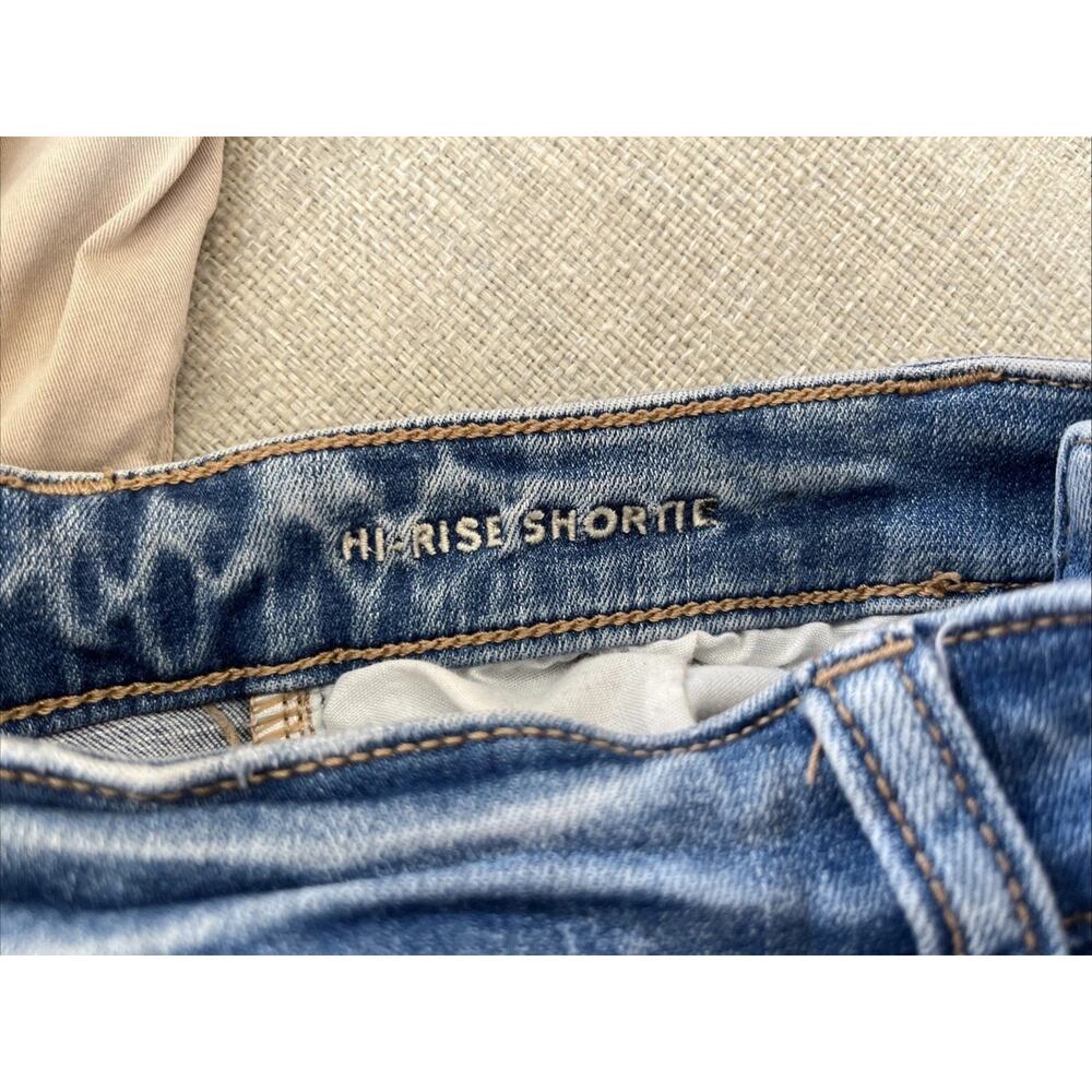 American Eagle Sz 4 Shorts Hi-Rise Shortie Distress Denim Khaki LOT of 2 Pairs - Picture 12 of 14